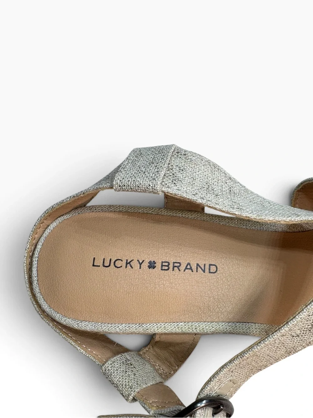 Lucky Brand Mytila Espadrille Wedge Sandals in Beige Gold Sz 10